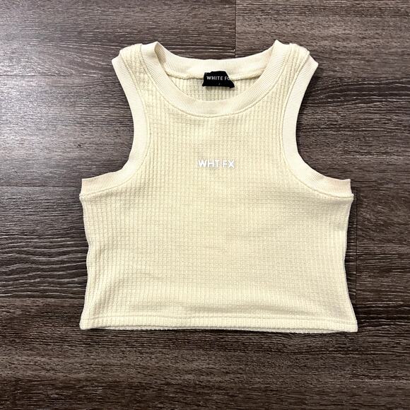 White Fox Boutique WHT FX Ribbed Cropped Tank Top Butter Yellow Size Large - Picture 2 of 13